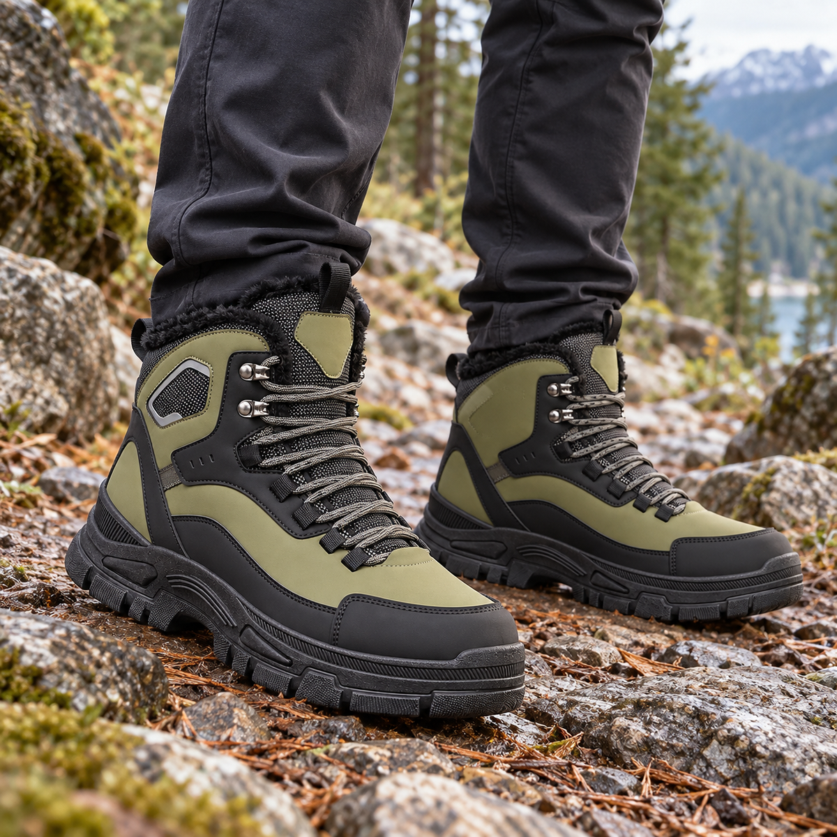 08 chaussures vertes randonnee portees rochers