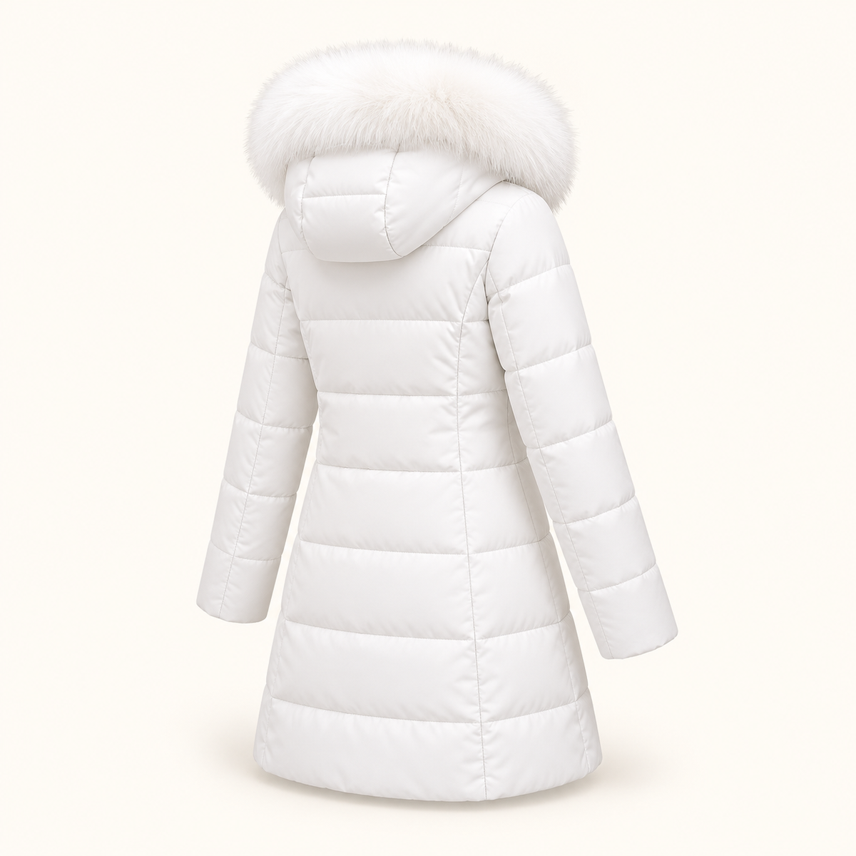 Doudoune 3 4 de randonnée femme blanche – trois-quarts dos