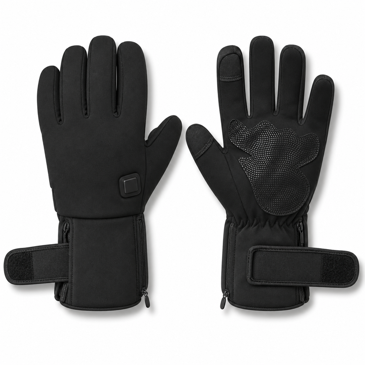 Gants de ski chauffants femme noirs – sangles ouvertes