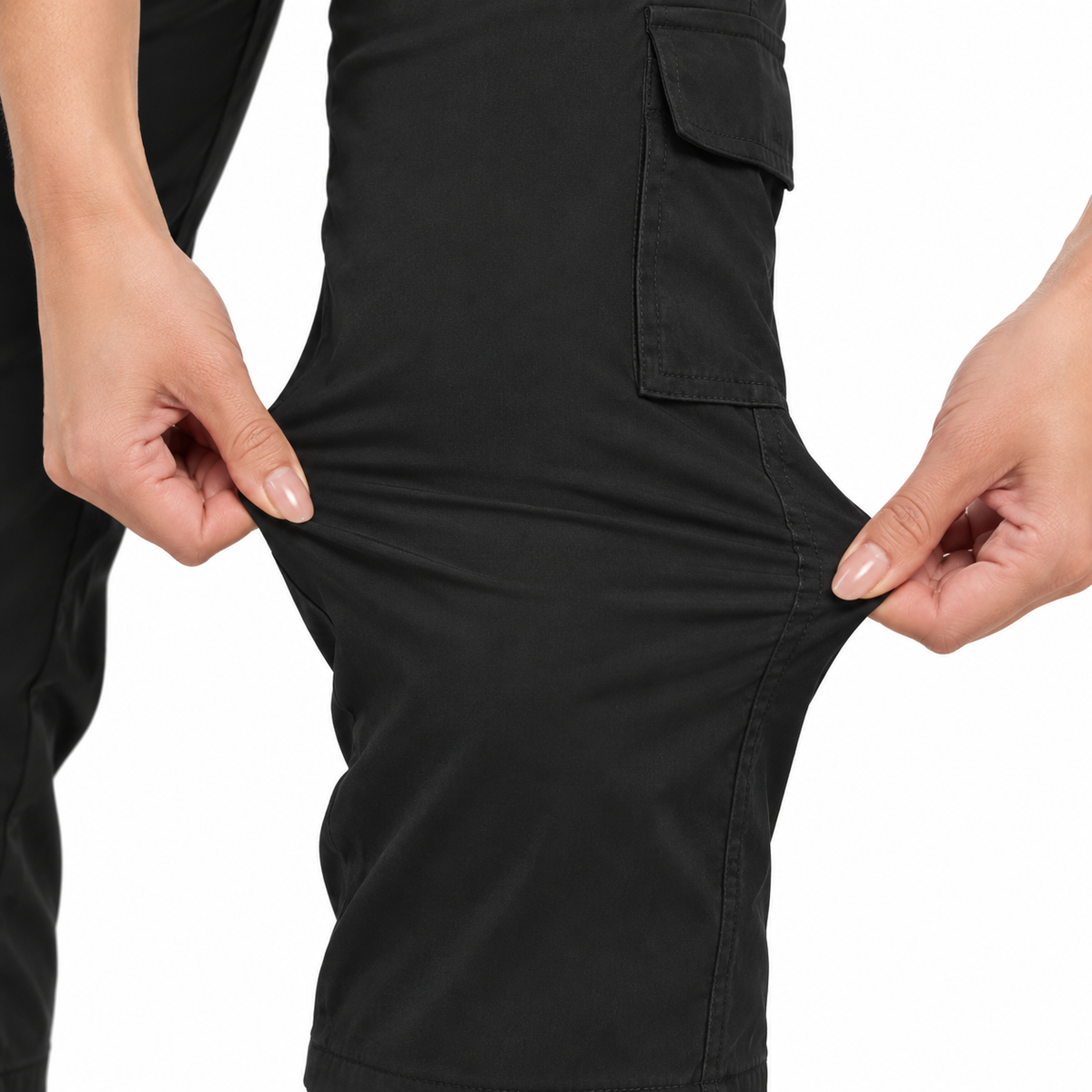 Pantalon 3/4 randonnée femme noir — tissu stretch