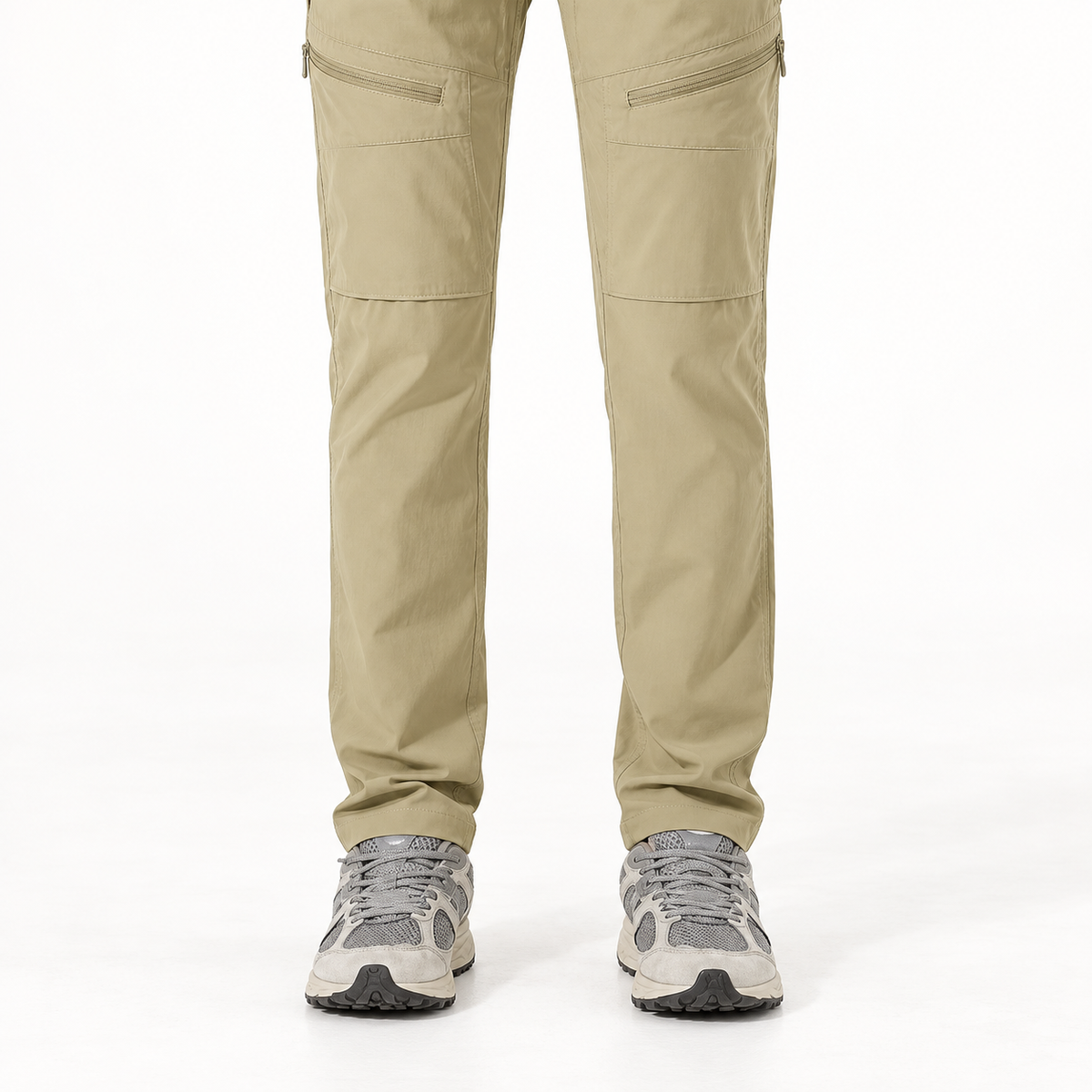 Bas de jambes du pantalon randonnée beige femme kaki