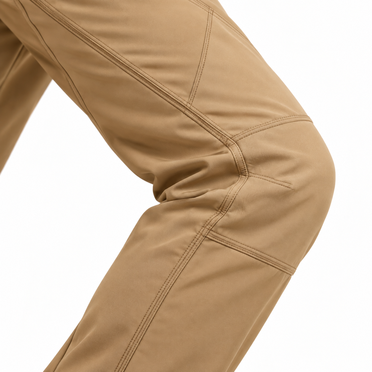 Genou préformé et coutures renforcées du pantalon randonnée homme beige