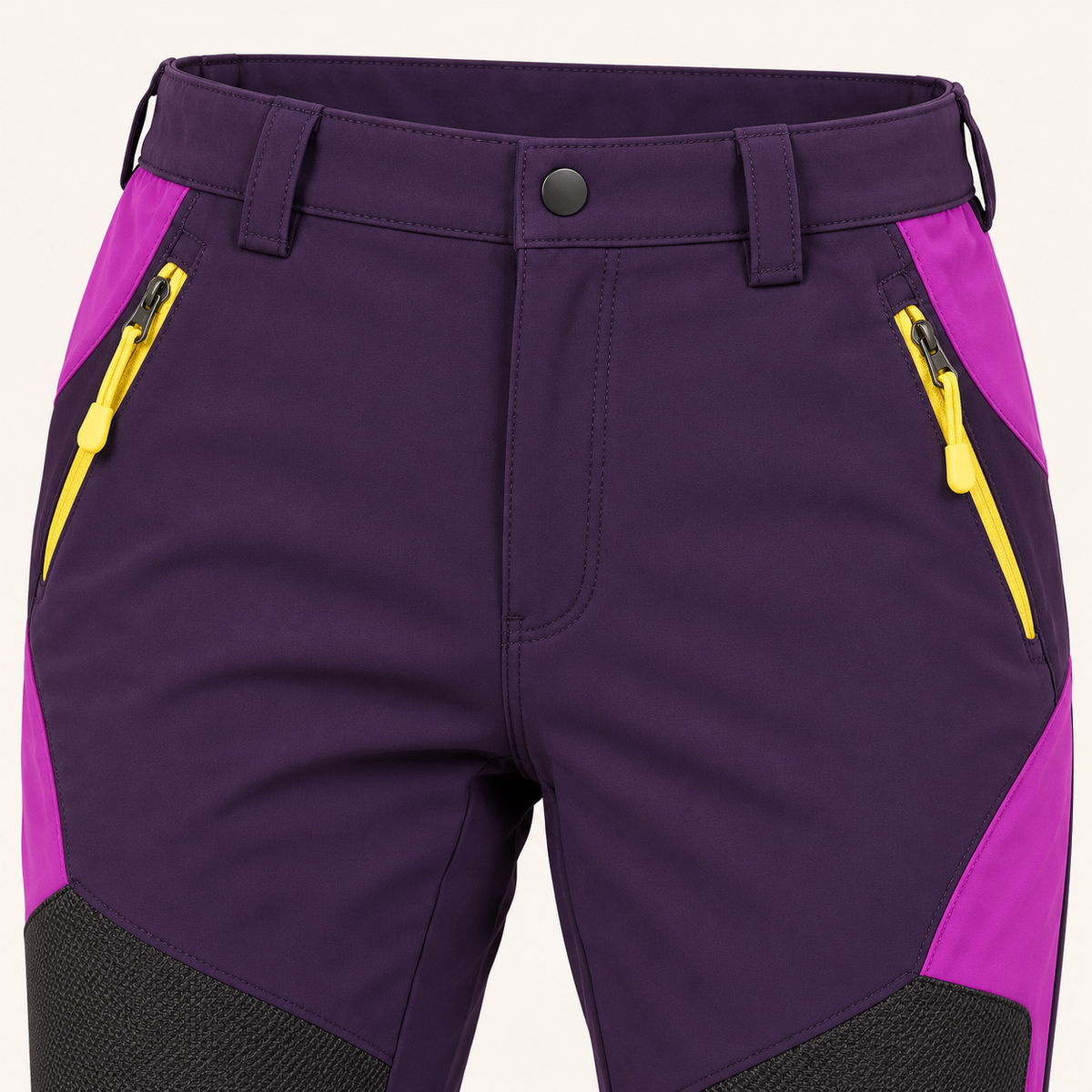 Taille et passants du pantalon randonnée femme violet