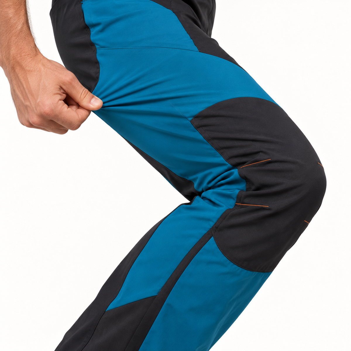 Pantalon randonnée respirant bleu et noir — élasticité au genou