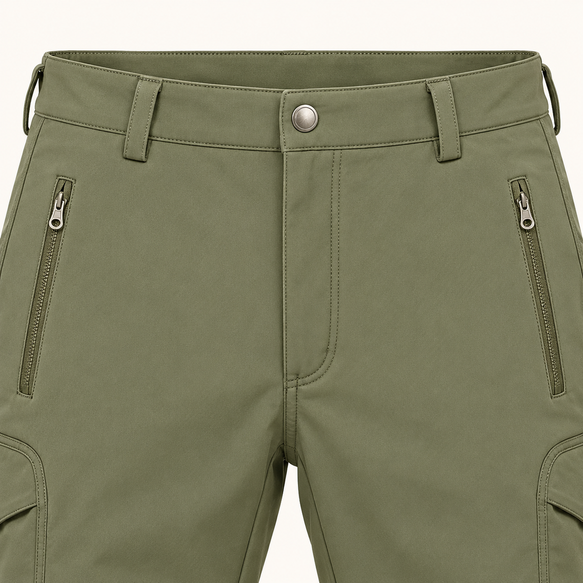 Ceinture et passants du pantalon randonnée softshell homme olive