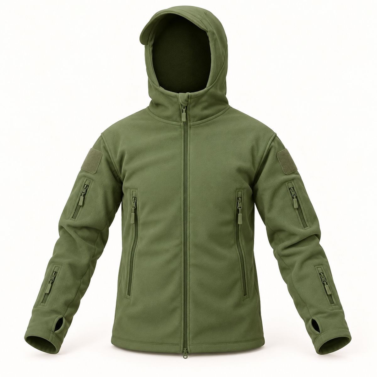 Polaire coupe-vent vert olive – manches et passe-pouces