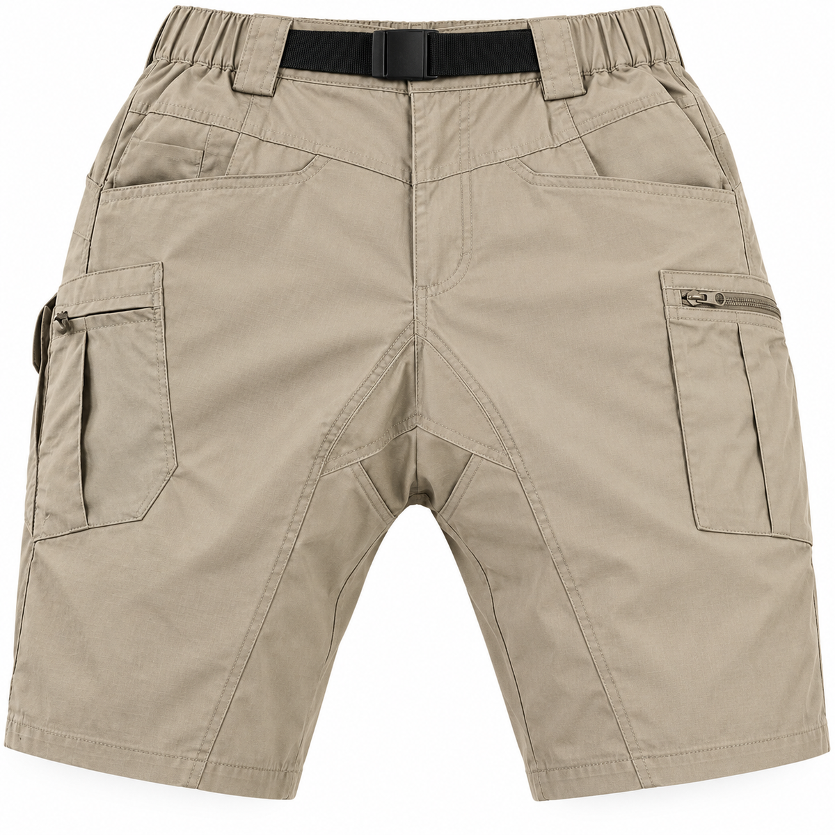 08 short elastique randonnee homme kaki soufflet