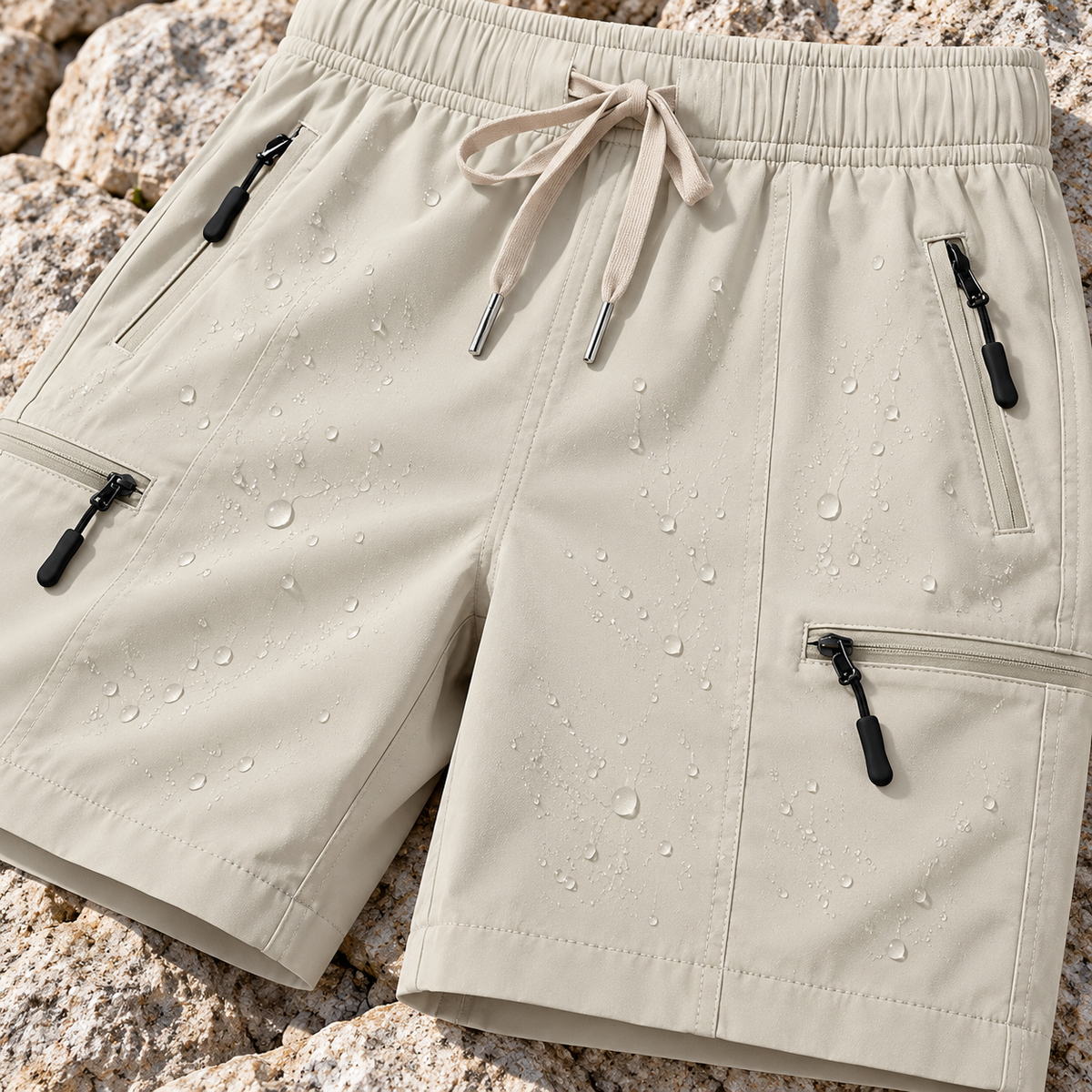 Tissu déperlant du short femme de randonnée beige