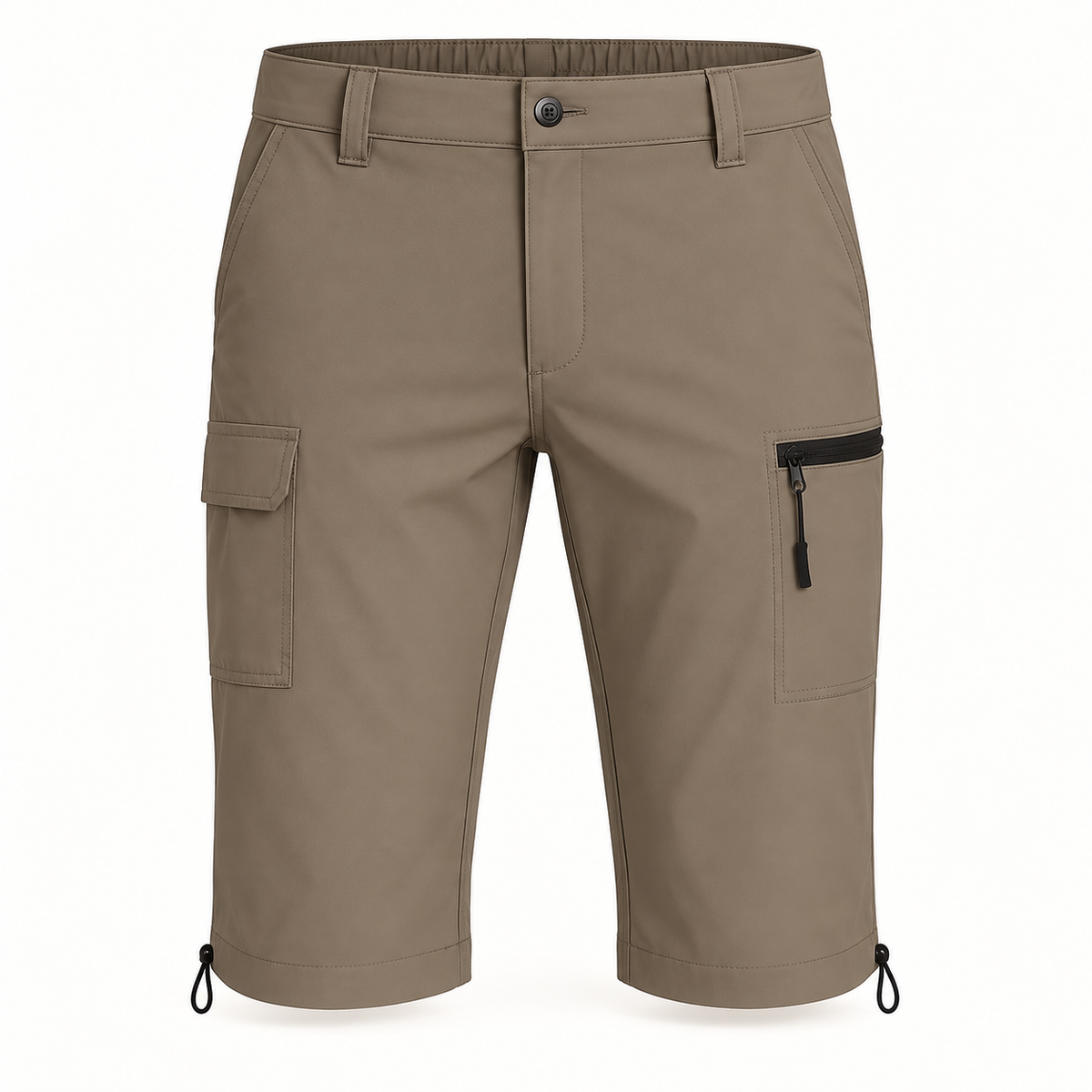 Short long randonnée homme kaki – cordons aux ourlets