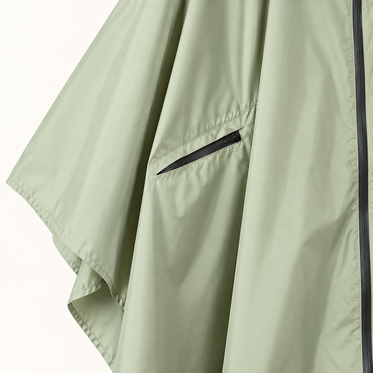 Poncho long imperméable de randonnée vert – poche zippée