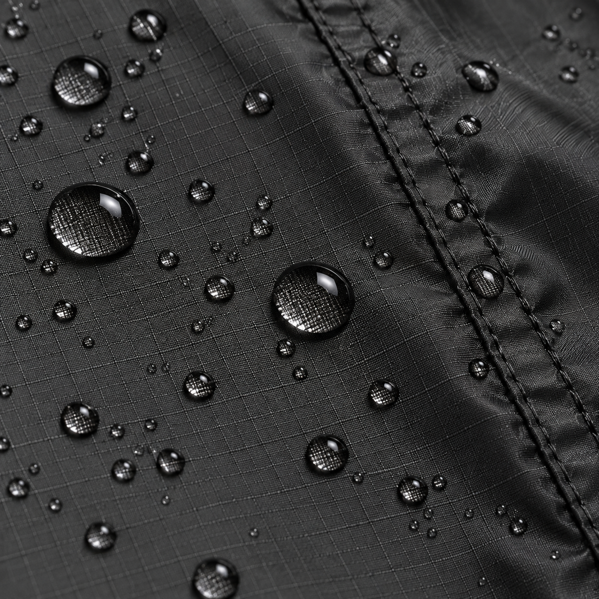 Veste de pluie longue homme détail matière déperlante