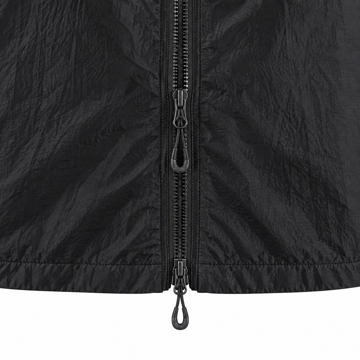 Double curseur du zip central de veste imperméable respirante noire