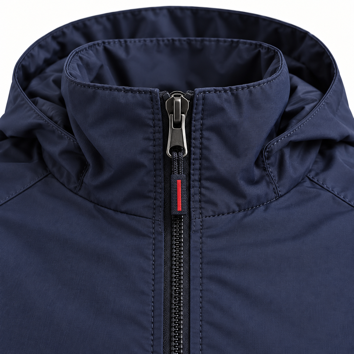 Veste randonnée respirante homme bleue – détail du zip central