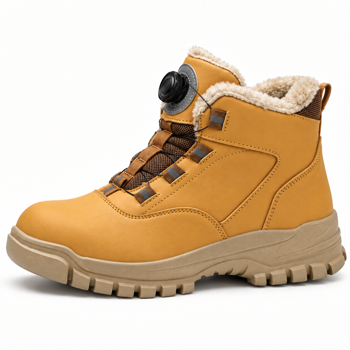 08b botte randonnee cuir femme jaune profil