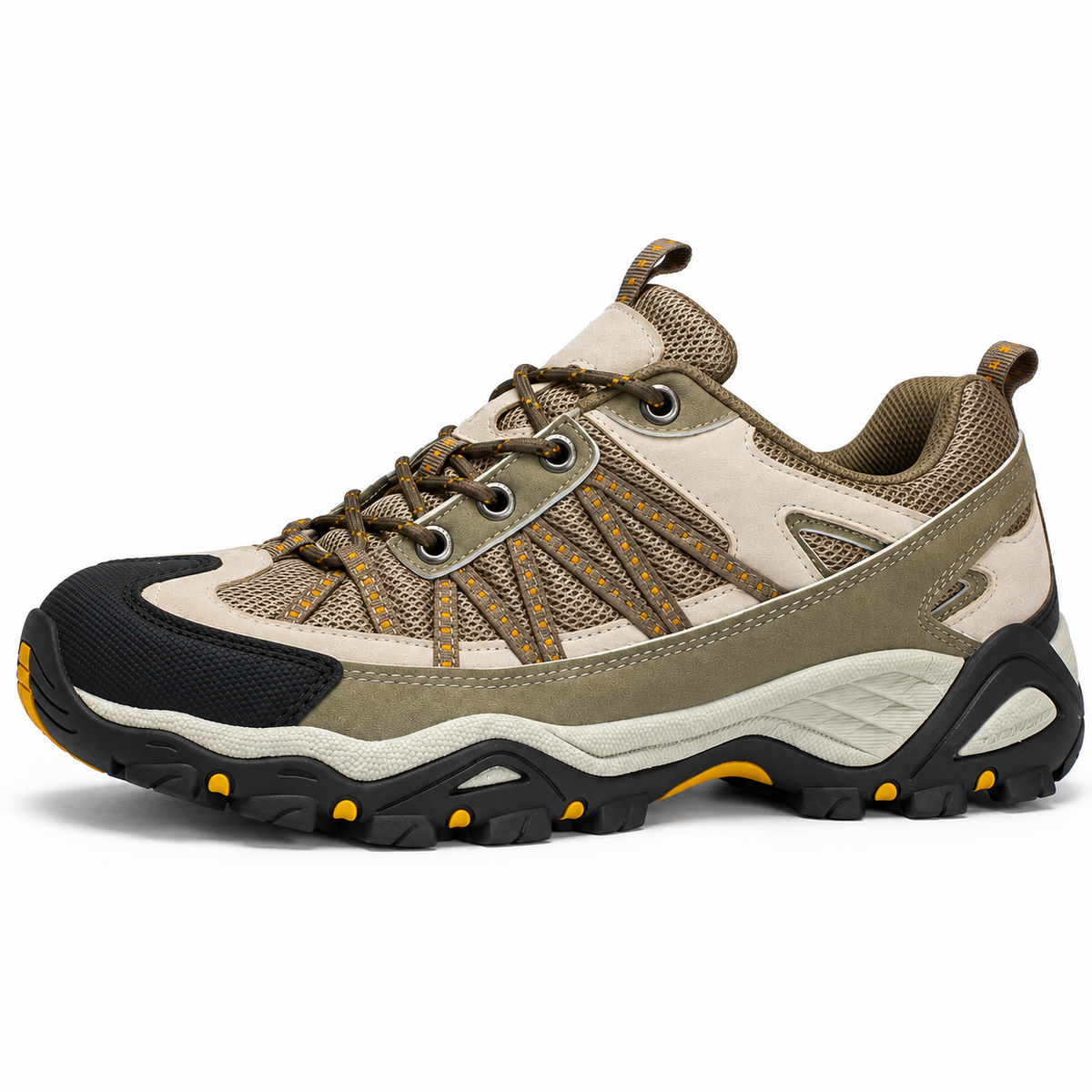 08b chaussure randonnee homme respirante kaki profil