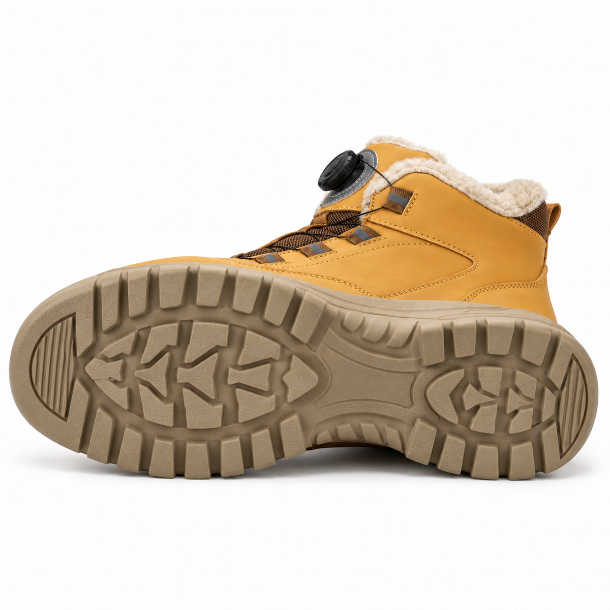 08c botte randonnee cuir femme jaune semelle entiere couchee v2