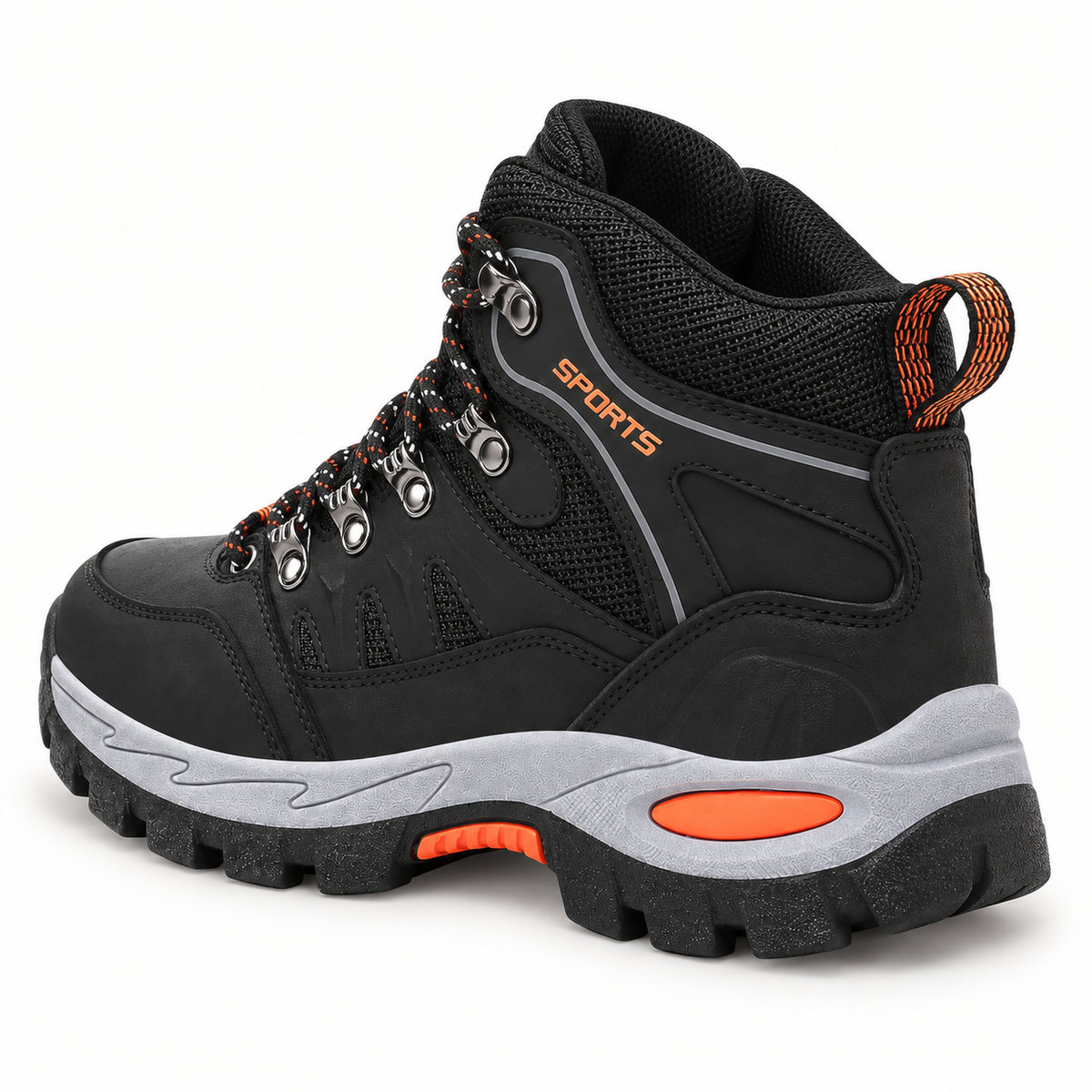 08c bottes caoutchouc randonnee noires vue arriere