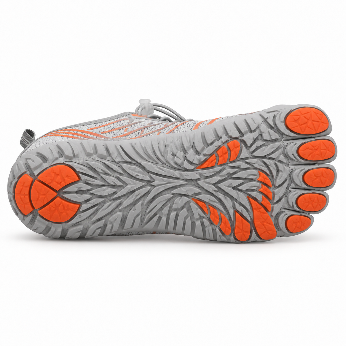 08c chaussure randonnee doigt de pied grise semelle entiere couchee