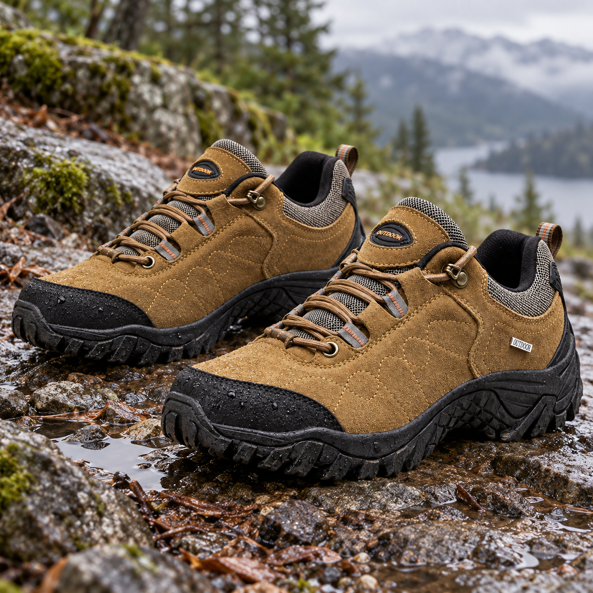 08c chaussures basse randonnee marron terrain humide