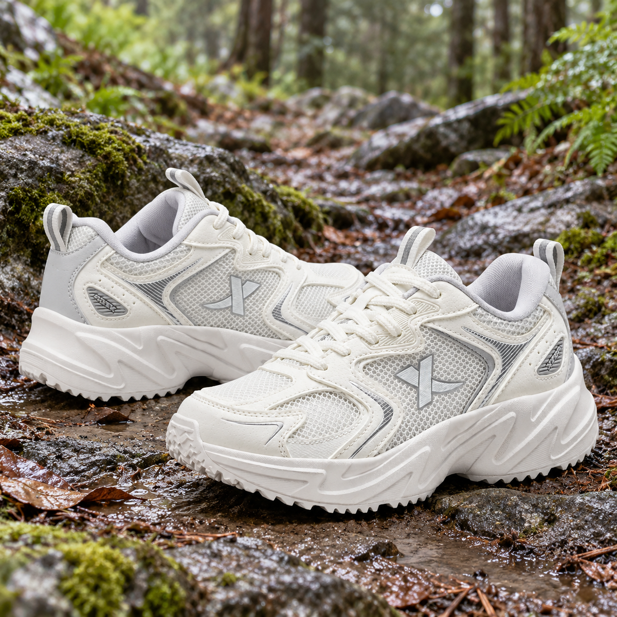 08c chaussures randonnee femme blanc terrain humide
