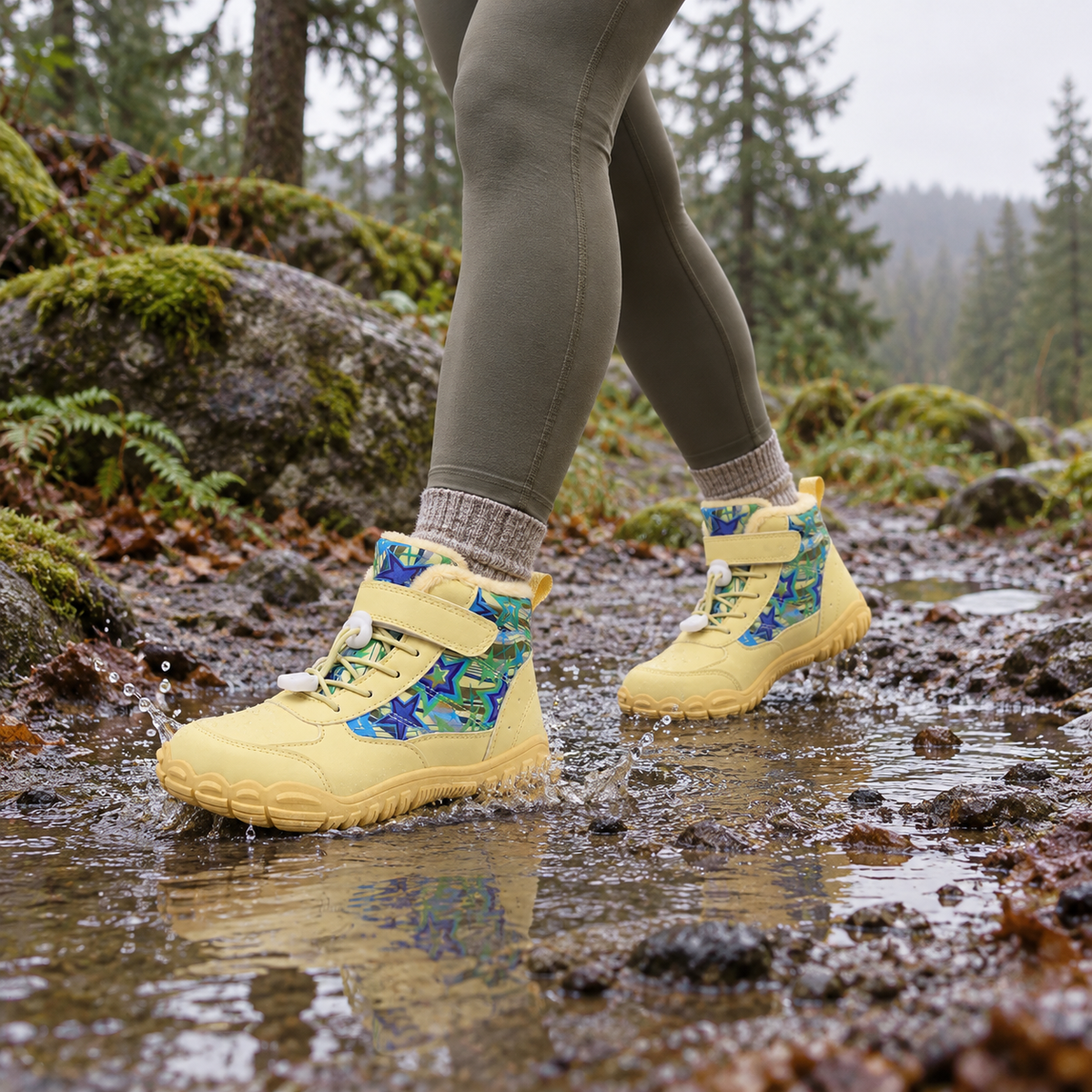 08d bottes randonnee impermeables femme jaunes pluie deux pieds