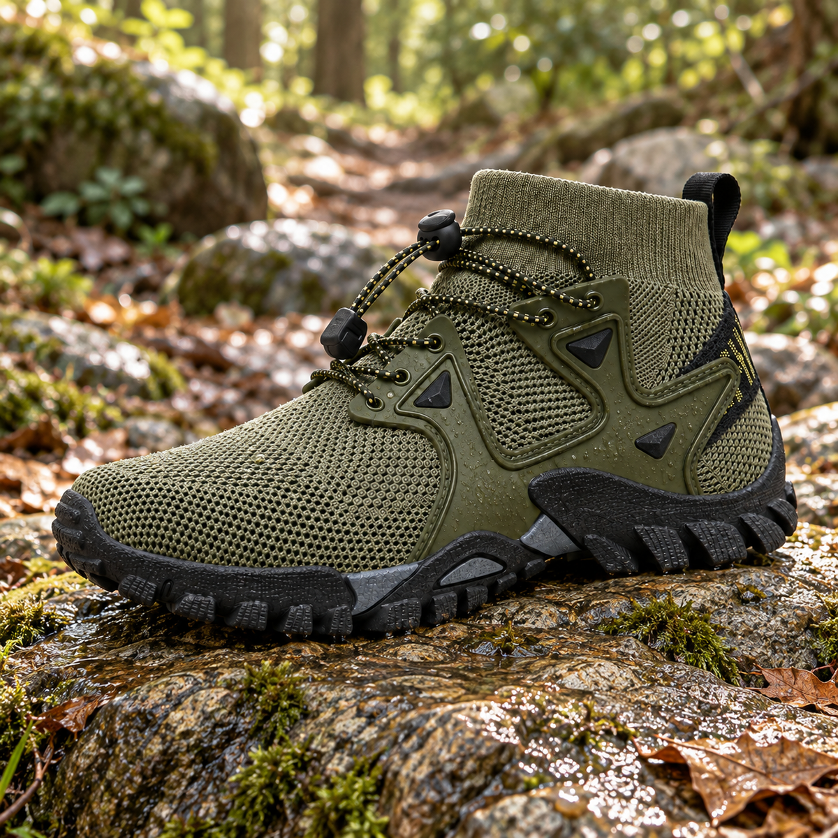 08e chaussure randonnee haute legere rocher humide
