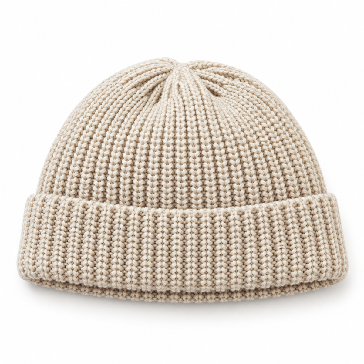 Bonnet ski beige – bord retroussé
