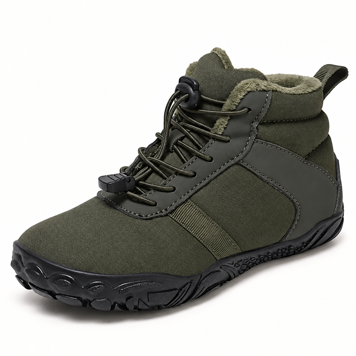Botte randonnée imperméable femme verte – vue trois-quarts sur fond blanc