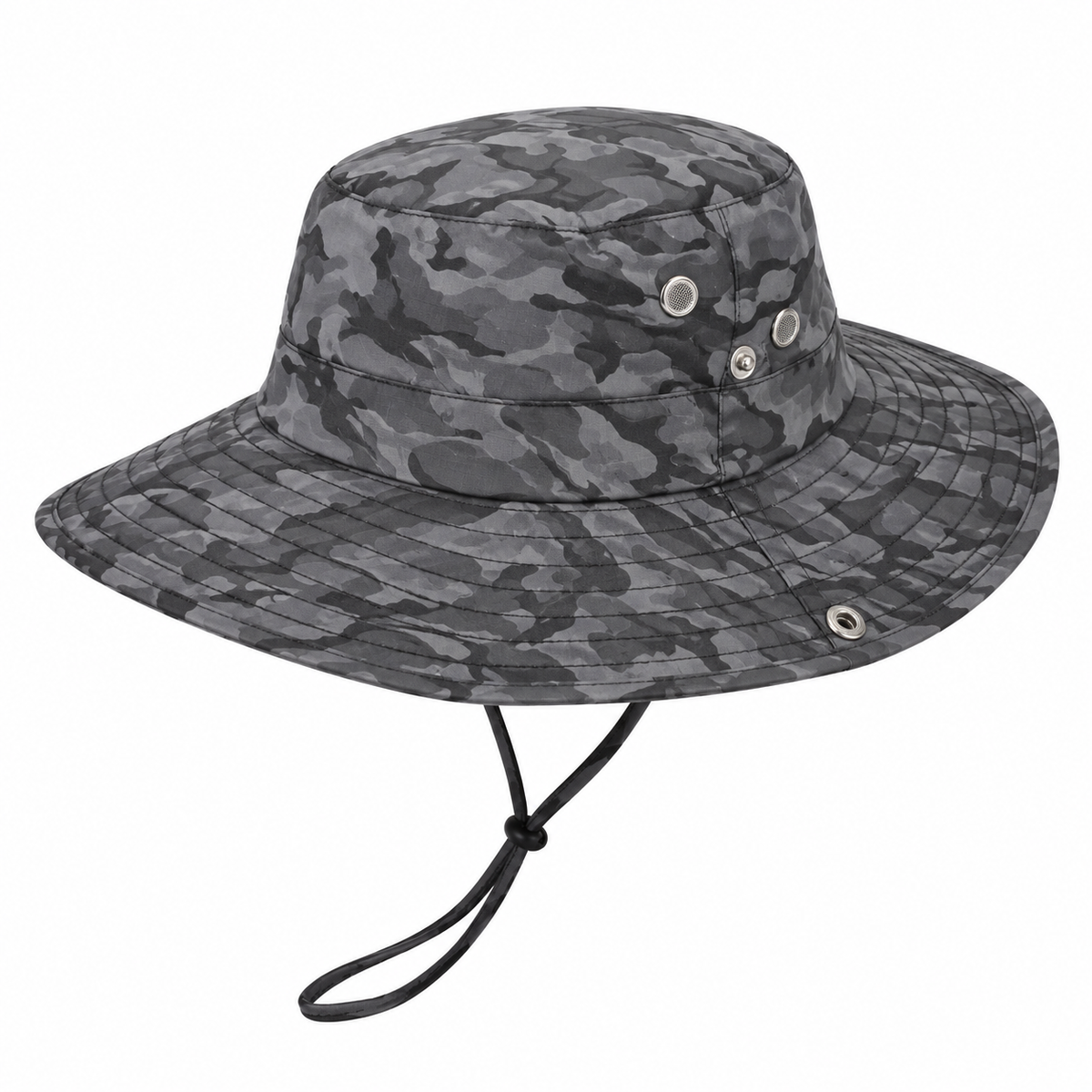 Chapeau de randonnée ventilé gris – trois-quarts opposé