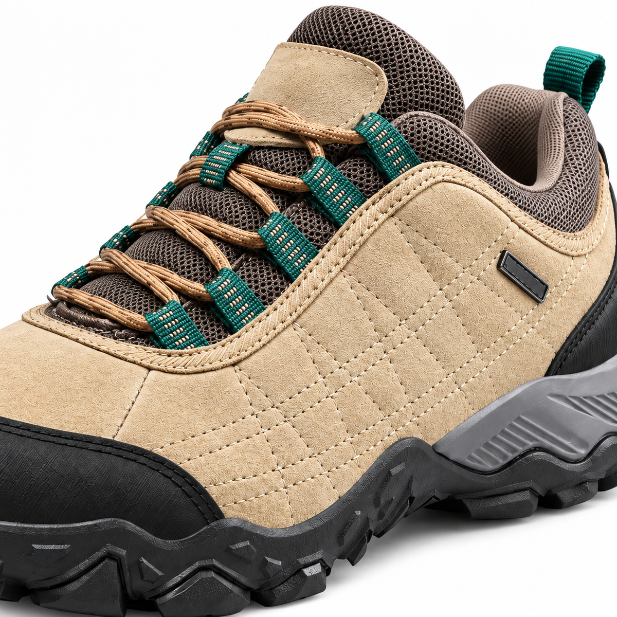 Détail matière respirante chaussure randonnée homme basse légère tan