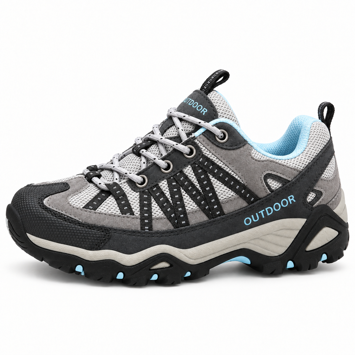 Chaussure randonnée mailles grise vue de profil