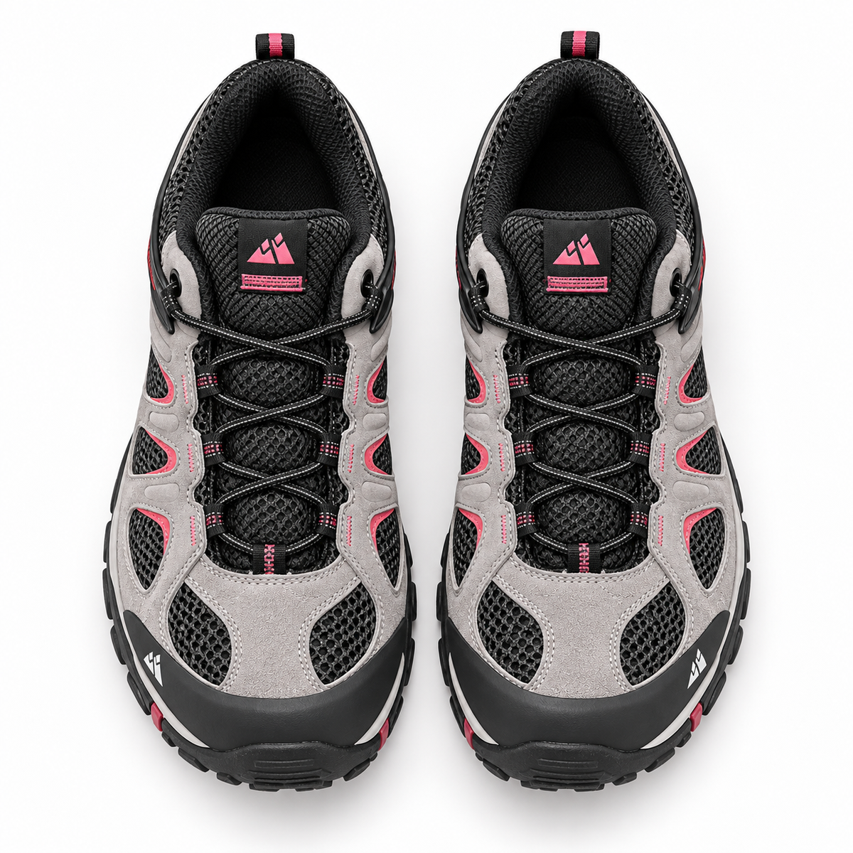 Paire de chaussures randonnée basses imperméables femme grises vue du dessus