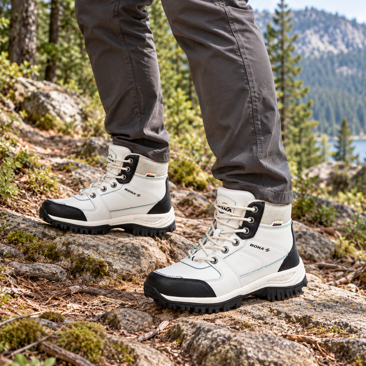 Stabilité rochers de la chaussure randonnée homme blanc