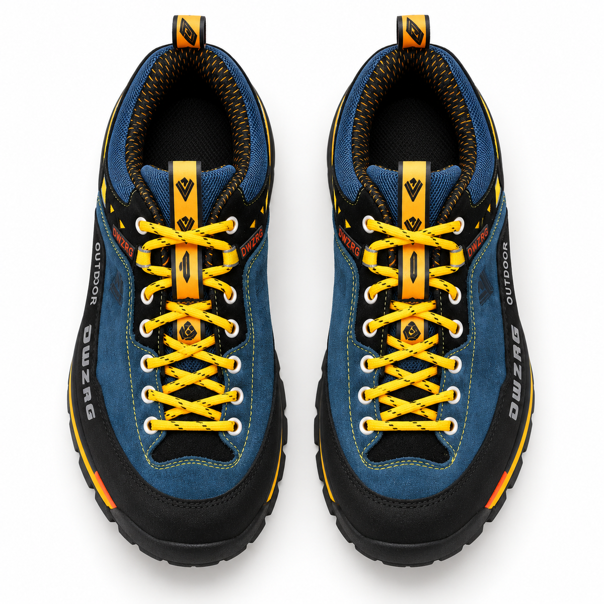 Paire complète de chaussures randonnée rigides Darkblue vue du dessus avec ouvertures et laçage