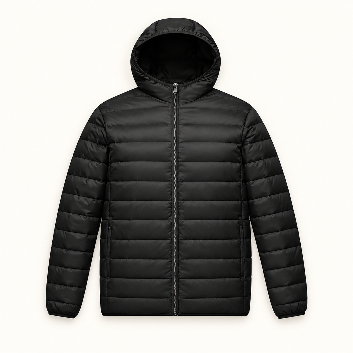Doudoune haut de gamme homme noire – vue à plat