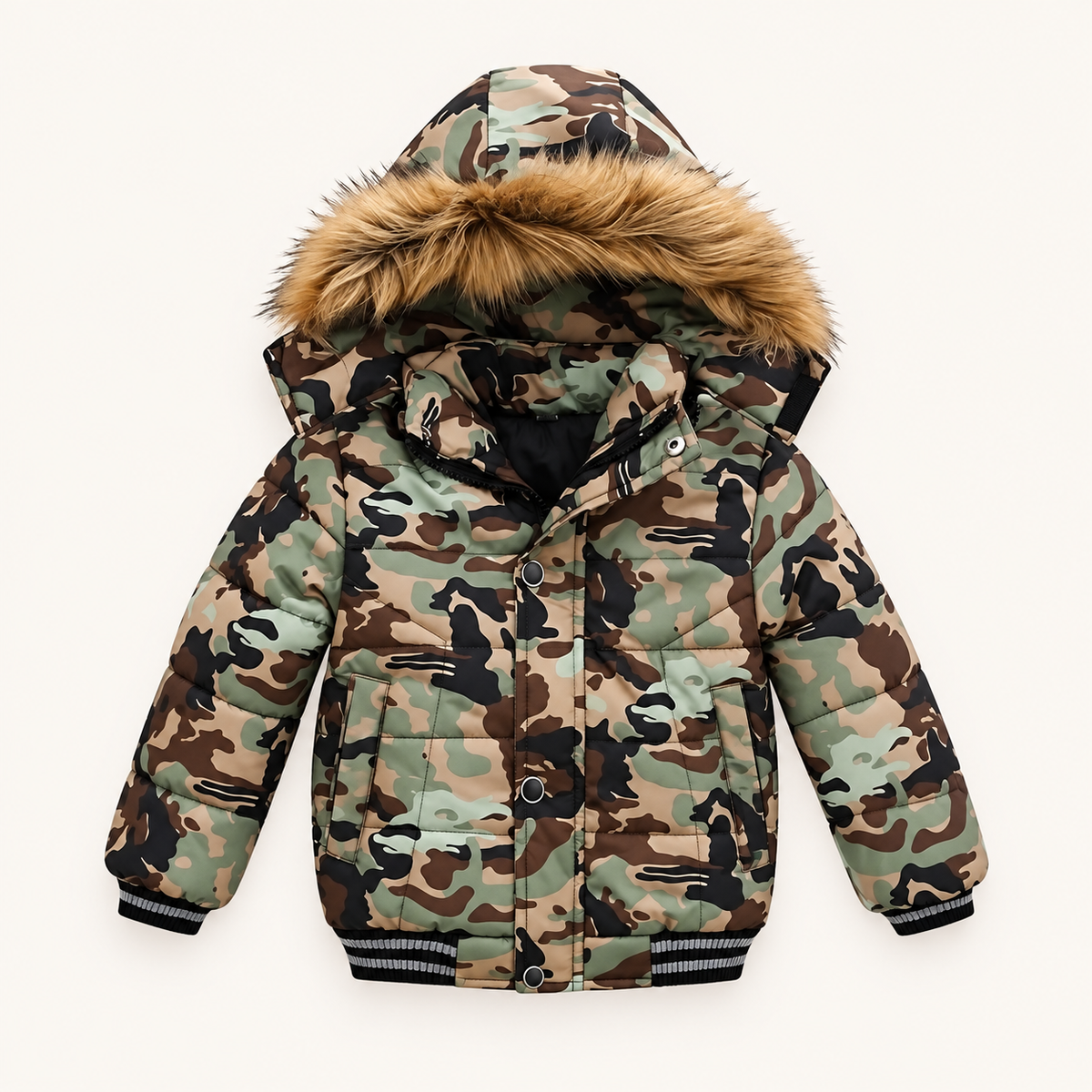Doudoune randonnée enfant vert armé – vue complète