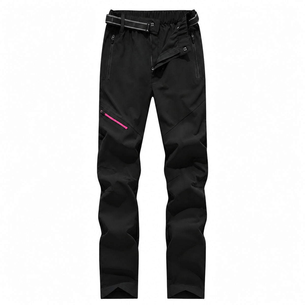 Pantalon randonnée femme grande taille noir — packshot frontal
