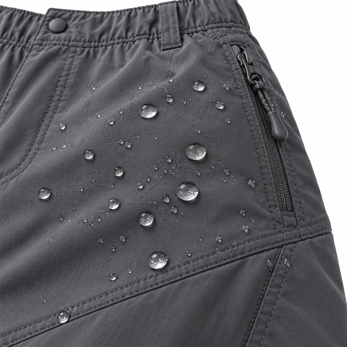 Pantalon randonnée femme taille élastique gris — tissu déperlant