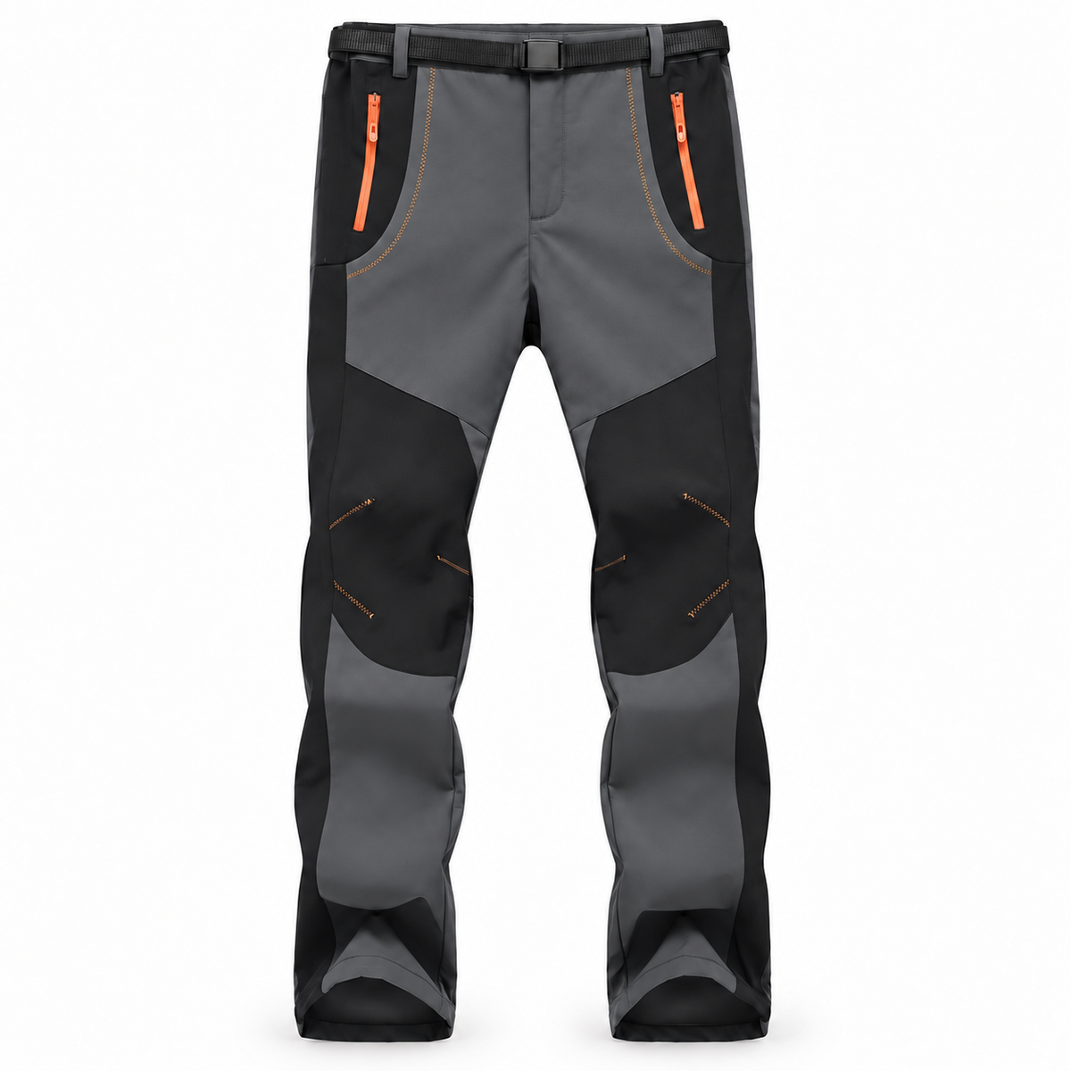 Pantalon de randonnée homme grande taille gris foncé et orange – vue de face