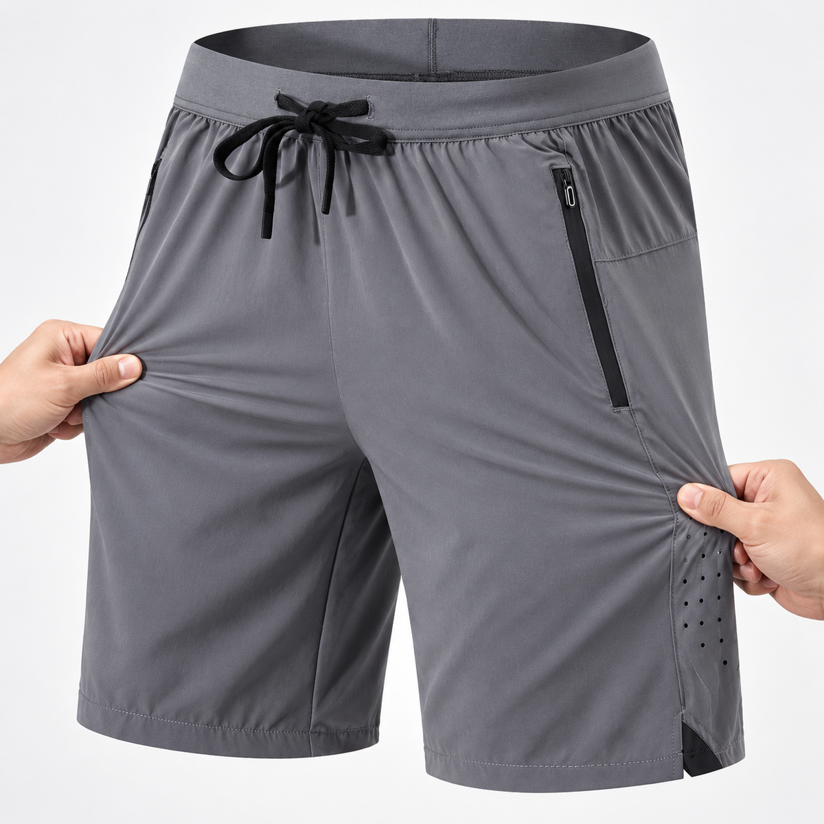 09 short de randonnee homme avec ceinture gris stretch