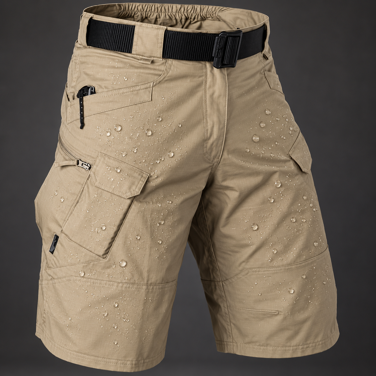 09 short elastique randonnee homme kaki deperlant
