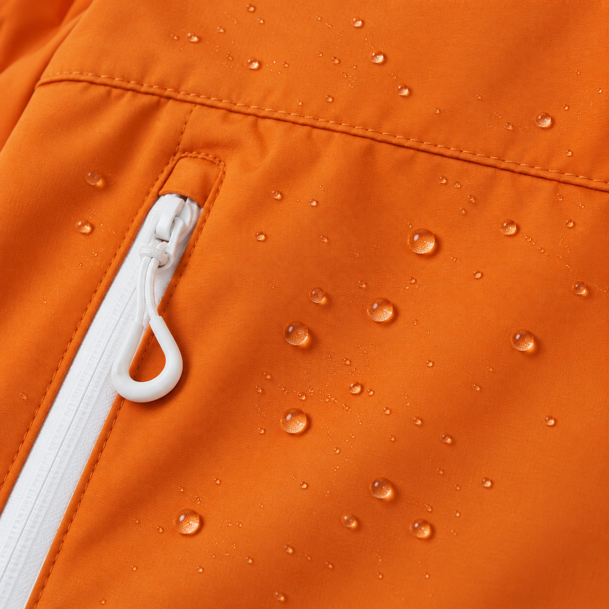 Veste Coupe Vent Randonnée Homme orange – gouttes perlant sur le tissu