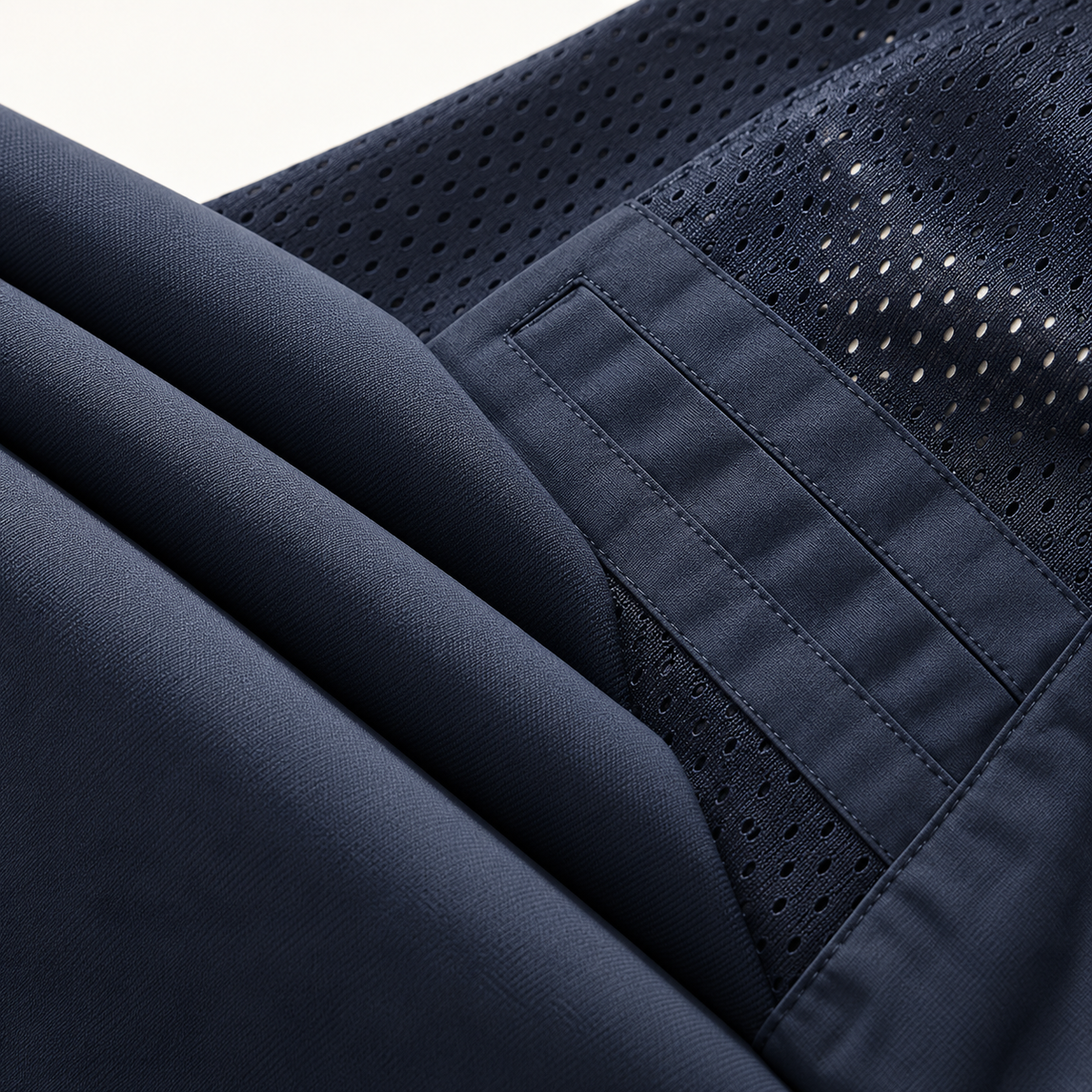 Veste randonnée respirante homme bleue – détail de la matière et du mesh