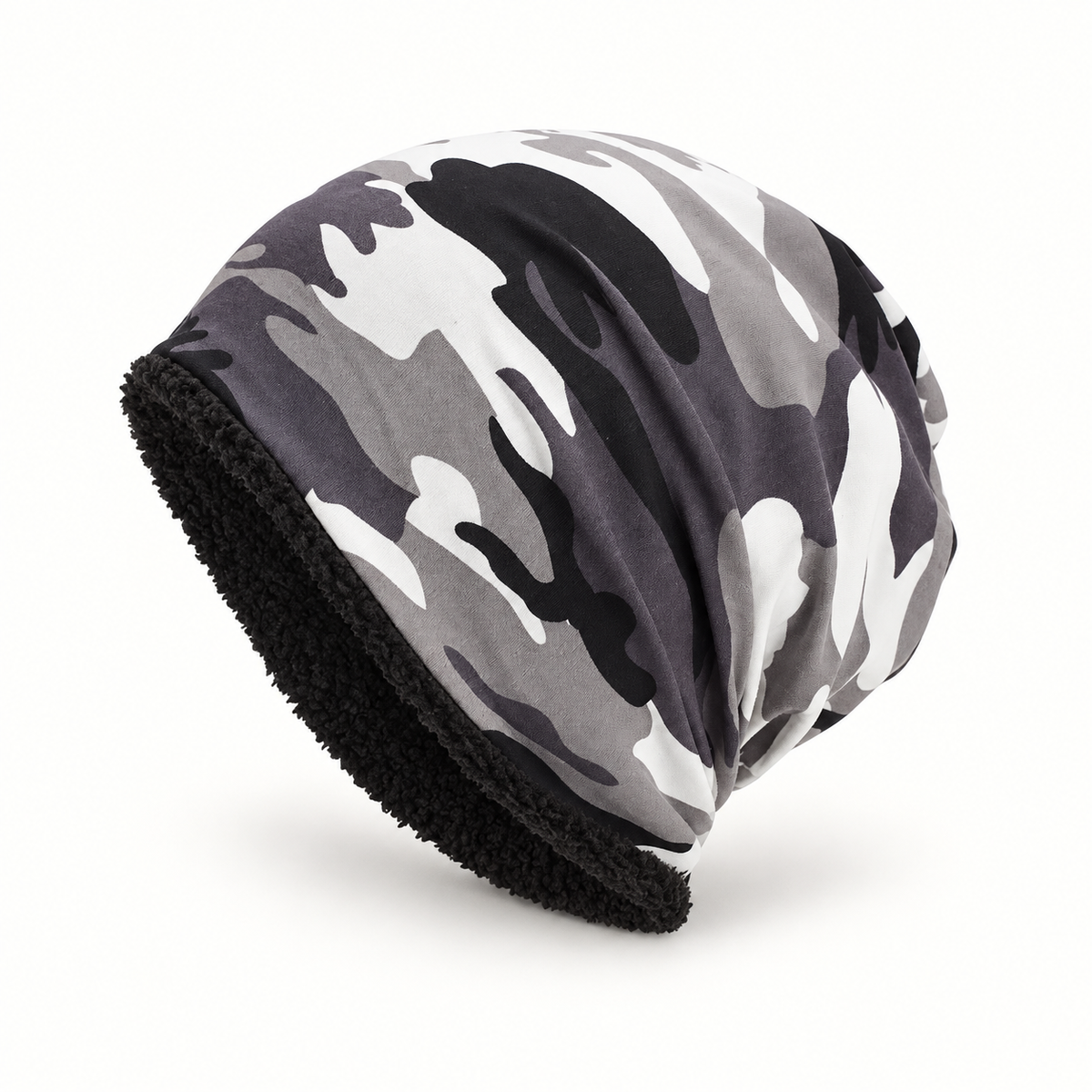 Bonnet randonnée hiver noir – packshot trois-quarts
