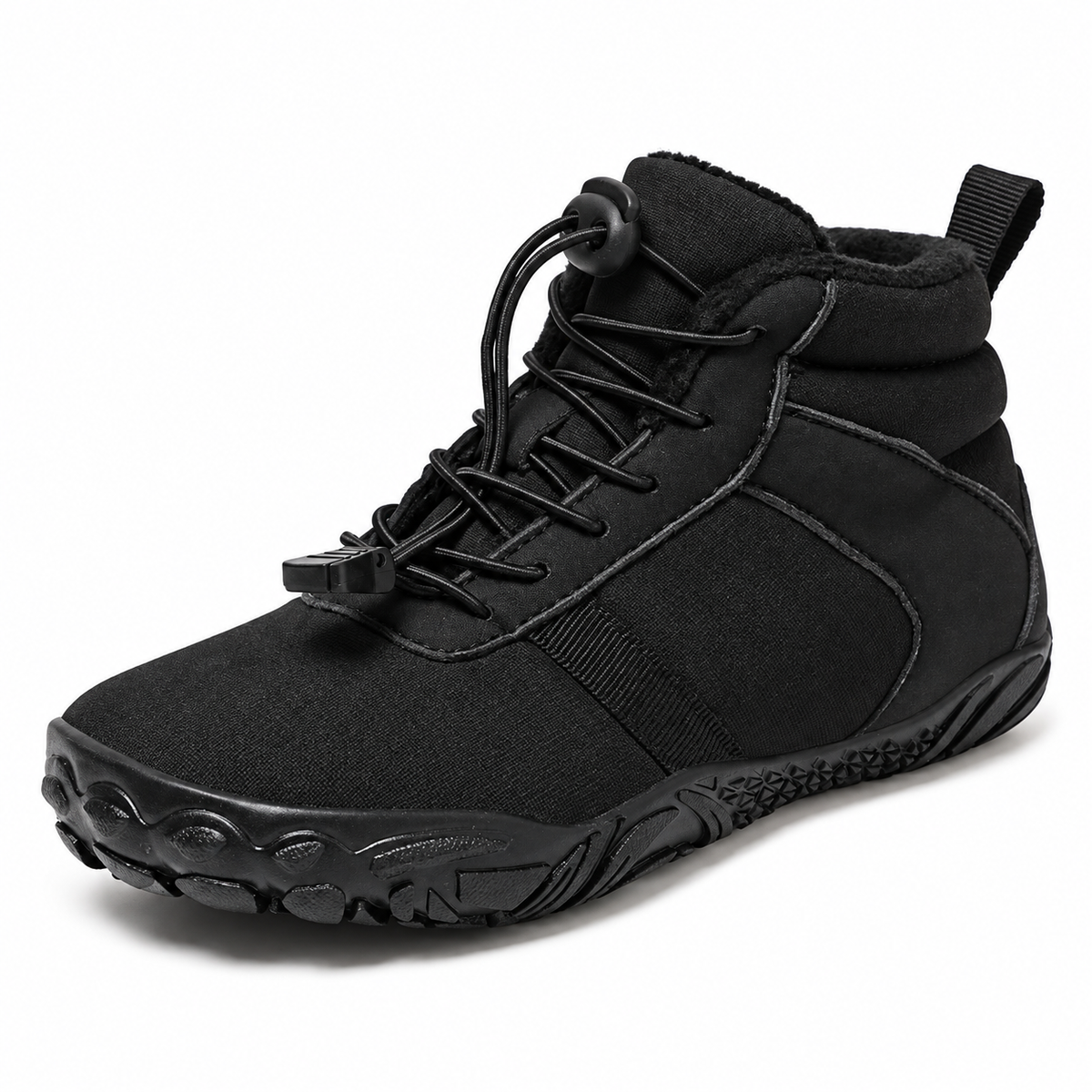 Botte randonnée imperméable femme noire – vue trois-quarts sur fond blanc