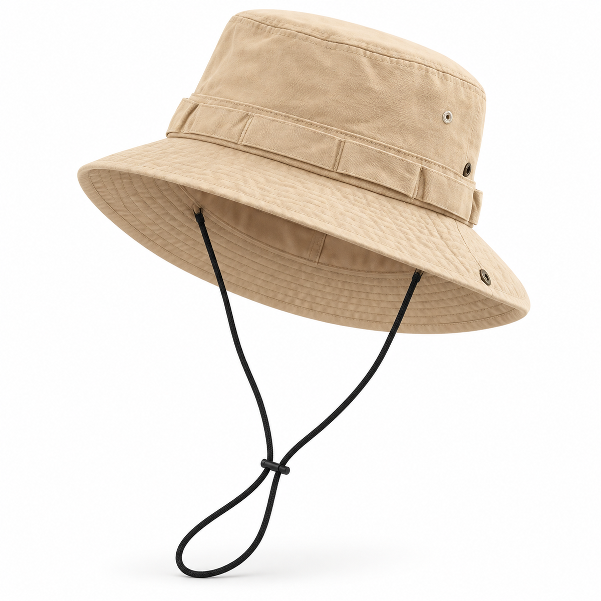 Chapeau de randonnée coton beige – dessous du bord