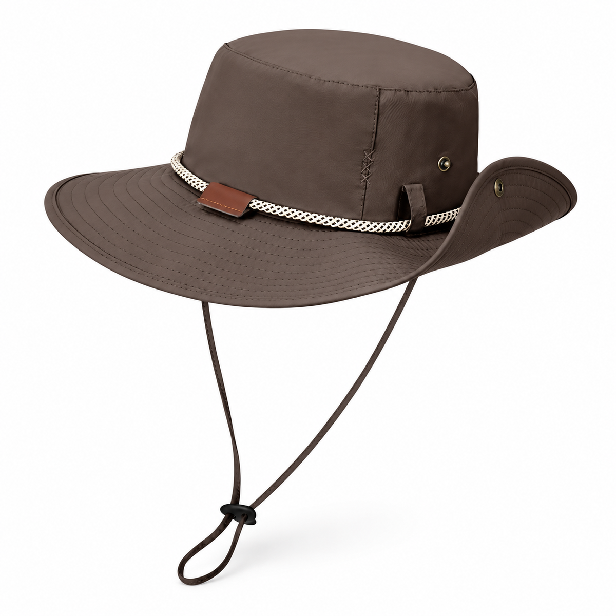Chapeau randonnée grande taille marron – pression latérale