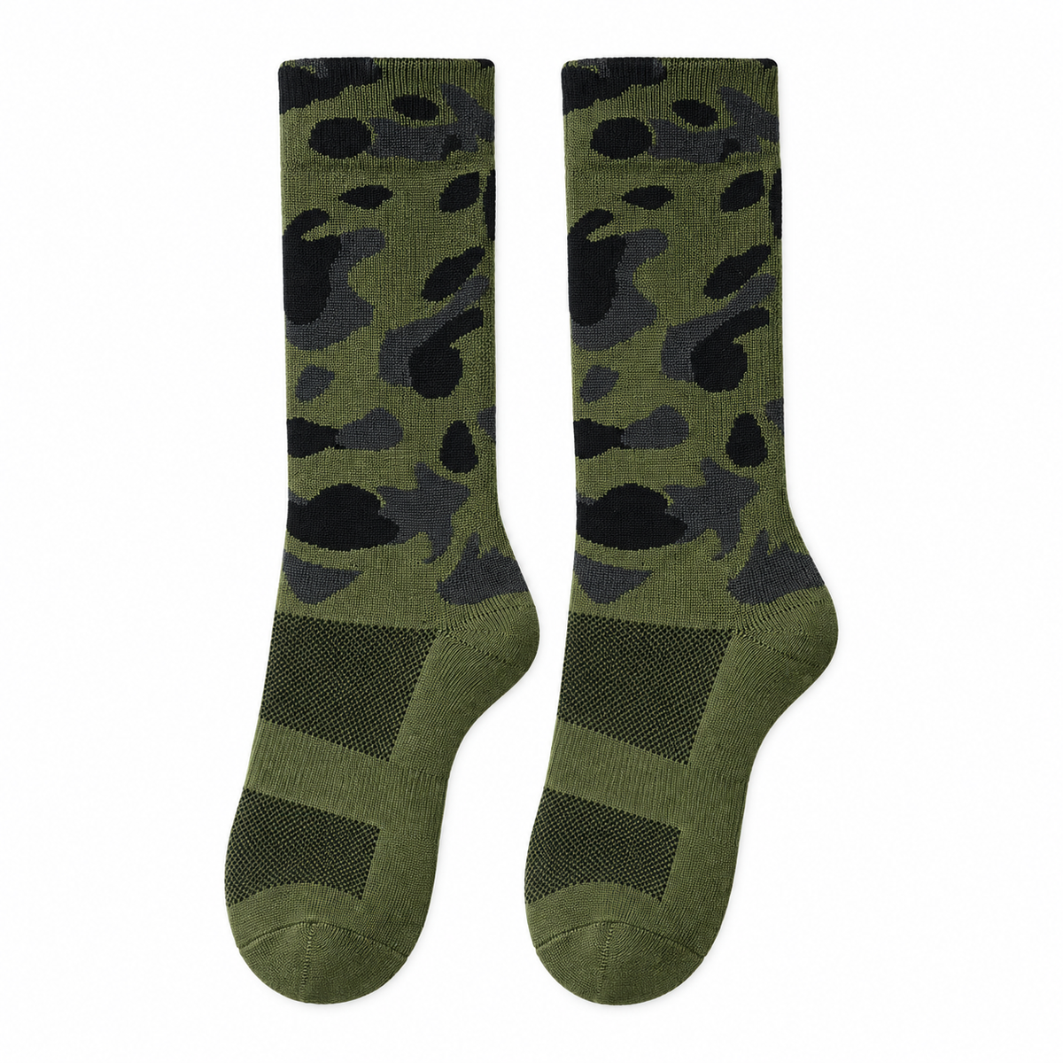 Chaussettes mi-hautes de randonnée vert armé – dessus