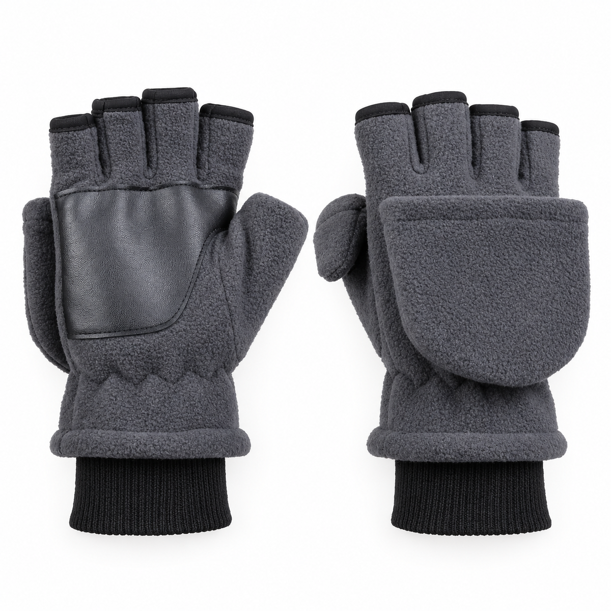Gants moufles gris convertibles – paire complète