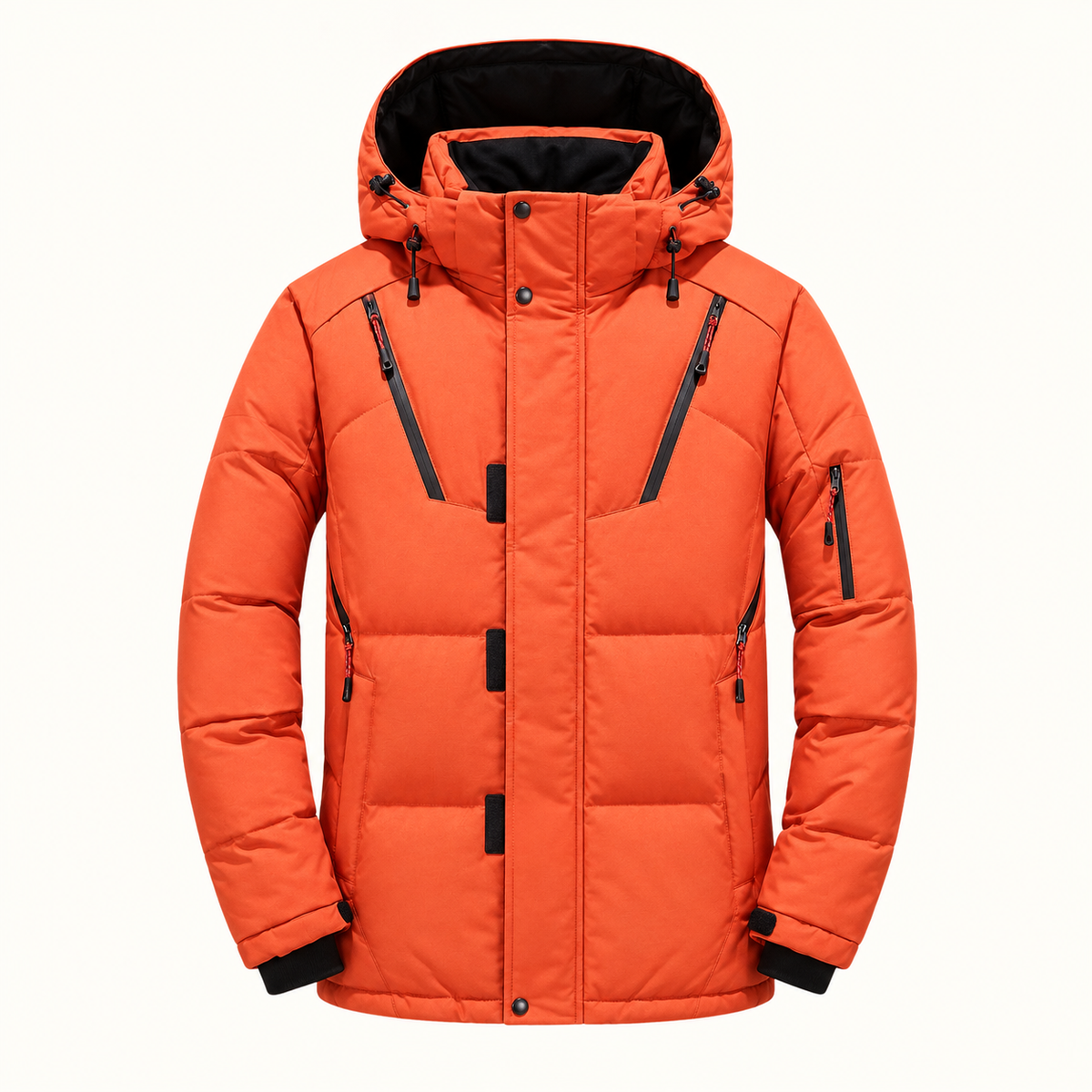 Doudoune randonnée hiver orange – vue de face